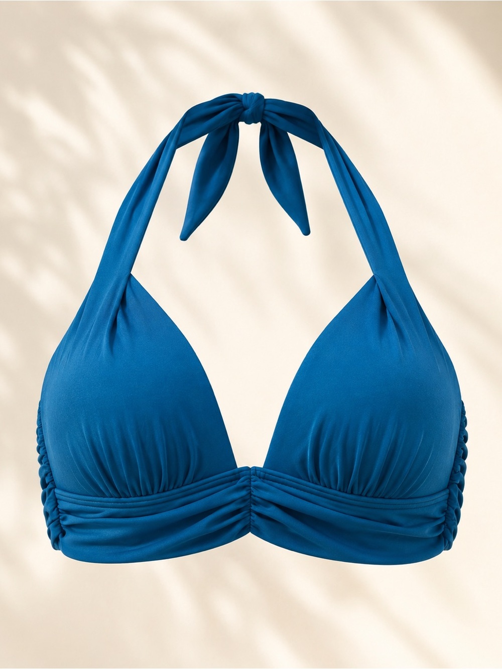Soma Draped Halter Bikini Top Ocean Navy Blue L NWT